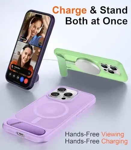 Temdan Magnetic iPhone 15 Pro g'ilofi bilan mos, [O'rnatilgan ko'rinmas tirgak][MagSafe bilan mos][Harbiy darajadagi zarbga chidamli] iPhone 15 Pro 6.1