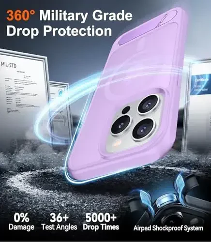 Temdan Magnetic iPhone 15 Pro g'ilofi bilan mos, [O'rnatilgan ko'rinmas tirgak][MagSafe bilan mos][Harbiy darajadagi zarbga chidamli] iPhone 15 Pro 6.1