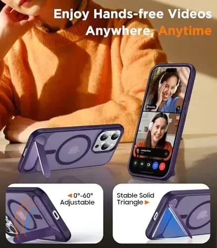 Temdan Magnetic iPhone 15 Pro Max Case bilan mos, [O'rnatilgan ko'rinmas tirgak] [MagSafe bilan mos] [Harbiy darajadagi zarbga chidamli] iPhone 15 Pro Max 6.7