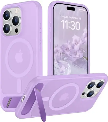 Temdan Magnetic iPhone 15 Pro Max Case bilan mos, [O'rnatilgan ko'rinmas tirgak][MagSafe bilan mos][Harbiy darajadagi zarbaga chidamli] Yupqa yarim shaffof matli telefon qutisi iPhone 15 Pro Max 6.7