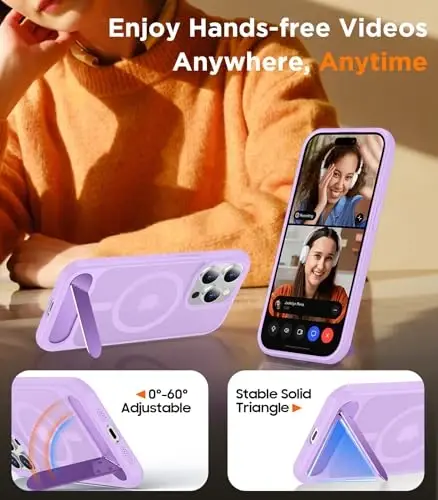 Temdan Magnetic iPhone 15 Pro Max Case bilan mos, [O'rnatilgan ko'rinmas tirgak][MagSafe bilan mos][Harbiy darajadagi zarbaga chidamli] Yupqa yarim shaffof matli telefon qutisi iPhone 15 Pro Max 6.7