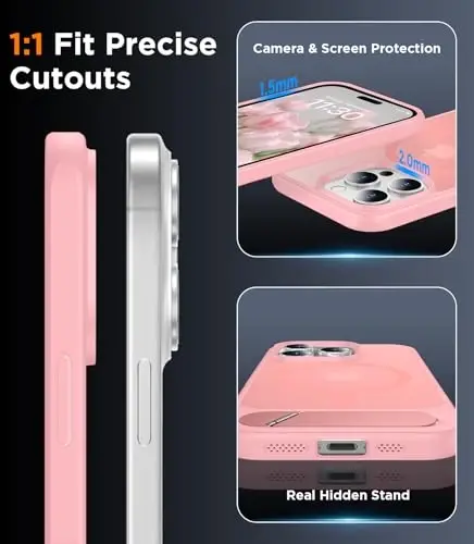Temdan Magnetic iPhone 15 Pro Max Case bilan mos, [O'rnatilgan ko'rinmas tirgak][MagSafe bilan mos][Harbiy darajadagi zarbga chidamli] iPhone 15 Pro Max 6.7
