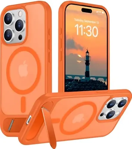 Temdan Magnetic iPhone 15 Pro Max Case bilan mos, [O'rnatilgan ko'rinmas tirgak][MagSafe bilan mos][Harbiy darajadagi zarbga chidamli] iPhone 15 Pro Max 6.7