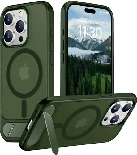 Temdan Magnetic iPhone 15 Pro Max Case bilan mos, [O'rnatilgan ko'rinmas tirgak][MagSafe bilan mos][Harbiy darajadagi zarbga chidamli] Yupqa yarim shaffof matli telefon qutisi iPhone 15 Pro Max 6.7