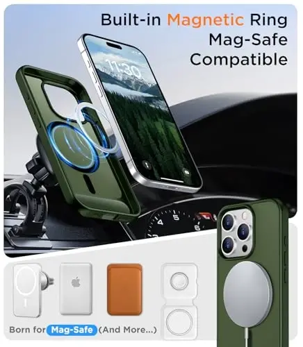 Temdan Magnetic iPhone 15 Pro Max Case bilan mos, [O'rnatilgan ko'rinmas tirgak][MagSafe bilan mos][Harbiy darajadagi zarbga chidamli] Yupqa yarim shaffof matli telefon qutisi iPhone 15 Pro Max 6.7