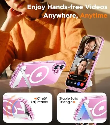 Temdan Magnetic iPhone 16 Case bilan mos, [O'rnatilgan ko'rinmas tirgak][MagSafe bilan mos] [Harbiy darajadagi zarbaga chidamli] iPhone 16 6.1