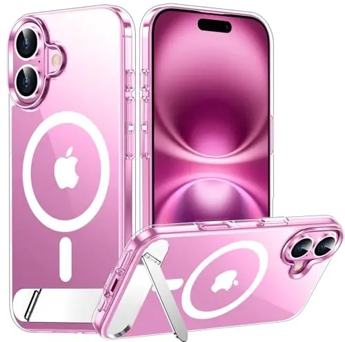 Temdan Magnetic iPhone 16 Case bilan mos, [O'rnatilgan ko'rinmas tirgak][MagSafe bilan mos] [Harbiy darajadagi zarbaga chidamli] iPhone 16 6.1
