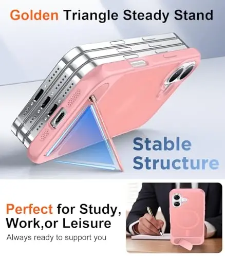 Temdan Magnetic iPhone 16 Case bilan mos, [O'rnatilgan Ko'rinmas Tirgak][MagSafe bilan mos][Harbiy Standartga muvofiq zarbga chidamli] iPhone 16 6.1