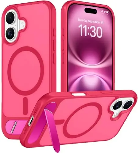 Temdan Magnetic iPhone 16 Plus bilan mos keladigan g'ilof, [O'rnatilgan ko'rinmas tirgak][MagSafe bilan mos][Harbiy darajadagi zarbga chidamli] iPhone 16 Plus 6.7