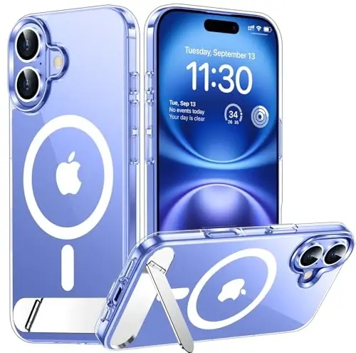Temdan Magnetic iPhone 16 Plus Case bilan mos, [O'rnatilgan Ko'rinmas Tirgak][MagSafe bilan mos] [Harbiy Darajadagi Zarba o'tkazmaydigan] iPhone 16 Plus 6.7