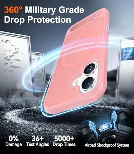 Temdan Magnetic iPhone 16 Plus Case bilan mos, [O'rnatilgan ko'rinmas tirgak][MagSafe bilan mos][Harbiy darajadagi zarbga chidamli] iPhone 16 Plus 6.7
