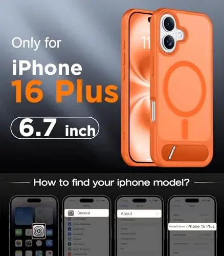 Temdan Magnetic iPhone 16 Plus Case bilan mos, [O'rnatilgan ko'rinmas tirgak][MagSafe bilan mos][Harbiy darajadagi zarbga chidamli] Yupqa shaffof matli iPhone 16 Plus 6.7