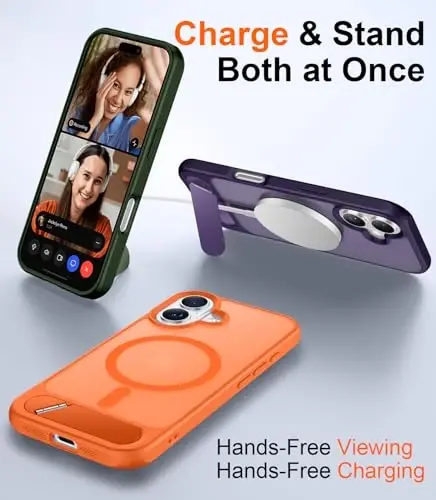 Temdan Magnetic iPhone 16 Plus Case bilan mos, [O'rnatilgan ko'rinmas tirgak][MagSafe bilan mos][Harbiy darajadagi zarbga chidamli] Yupqa shaffof matli iPhone 16 Plus 6.7