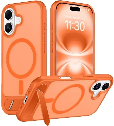 Temdan Magnetic iPhone 16 Plus Case bilan mos, [O'rnatilgan ko'rinmas tirgak][MagSafe bilan mos][Harbiy darajadagi zarbga chidamli] Yupqa shaffof matli iPhone 16 Plus 6.7