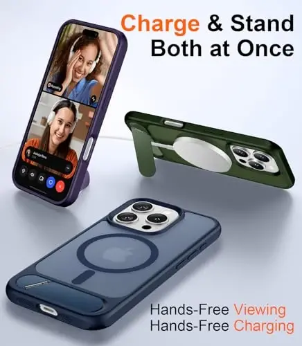 Temdan Magnetic iPhone 16 Pro Case bilan mos, [O'rnatilgan ko'rinmas tirgak] [MagSafe bilan mos] [Harbiy darajadagi zarbga chidamli] Yassi shaffof matli telefon qutisi iPhone 16 Pro 6.3