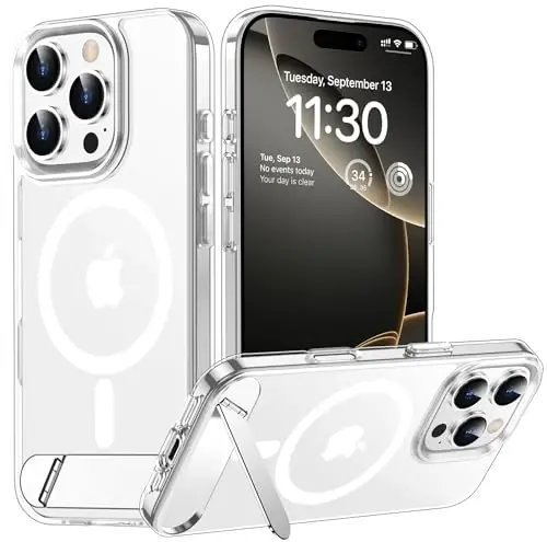 Temdan Magnetic iPhone 16 Pro Case bilan mos, [O'rnatilgan ko'rinmas tirgak][MagSafe bilan mos] [Harbiy darajadagi zarbga chidamli] iPhone 16 Pro 6.3