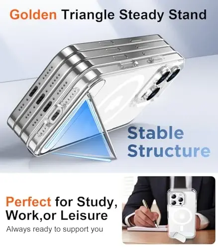 Temdan Magnetic iPhone 16 Pro Case bilan mos, [O'rnatilgan ko'rinmas tirgak][MagSafe bilan mos] [Harbiy darajadagi zarbga chidamli] iPhone 16 Pro 6.3