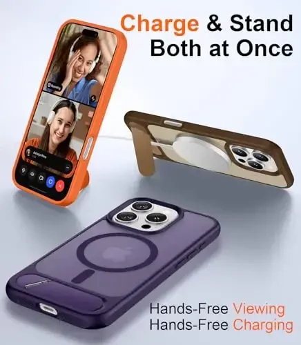 Temdan Magnetic iPhone 16 Pro Case bilan mos, [O'rnatilgan ko'rinmas tirgak][MagSafe bilan mos] [Harbiy darajadagi zarbga chidamli] Yupqa yarim shaffof matli telefon qutisi iPhone 16 Pro 6.3