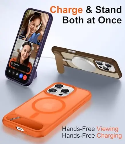 Temdan Magnetic iPhone 16 Pro Case bilan mos, [O'rnatilgan Ko'rinmas Tirgak][MagSafe bilan mos] [Harbiy Standartga chidamli zarba] iPhone 16 Pro 6.3