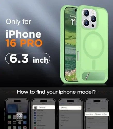 Temdan Magnetic iPhone 16 Pro Case bilan mos, [O'rnatilgan ko'rinmas tirgak][MagSafe bilan mos][Harbiy darajadagi zarbga chidamli] iPhone 16 Pro 6.3