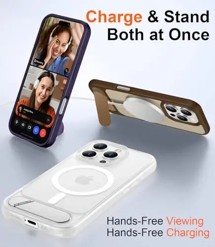 Temdan Magnetic iPhone 16 Pro Case bilan mos, [Oʻrnatilgan koʻrinmas tirgak][MagSafe bilan mos][Harbiy darajadagi zarbga chidamli] iPhone 16 Pro 6.3