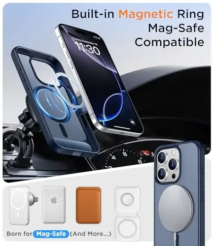 Temdan Magnetic iPhone 16 Pro Max bilan mos keladi, [O'rnatilgan ko'rinmas tirgak] [MagSafe bilan mos keladi] [Harbiy darajadagi zarbaga chidamli] Yassi yarim shaffof matli telefon g'ilofi iPhone 16 Pro Max 6.9