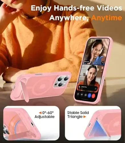 Temdan Magnetic iPhone 16 Pro Max bilan mos keladi, [Oʻrnatilgan koʻrinmas tirgak][MagSafe bilan mos] [Harbiy darajadagi zarbga chidamli] Yengil oʻtkazuvchan matli telefon gʻilofi iPhone 16 Pro Max 6.9