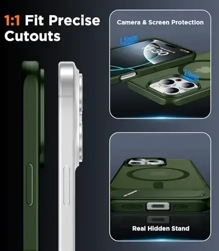 Temdan Magnetic iPhone 16 Pro Max bilan mos keladi, [O'rnatilgan ko'rinmas tirgak][MagSafe bilan mos][Harbiy darajadagi zarbga chidamli] iPhone 16 Pro Max 6.9