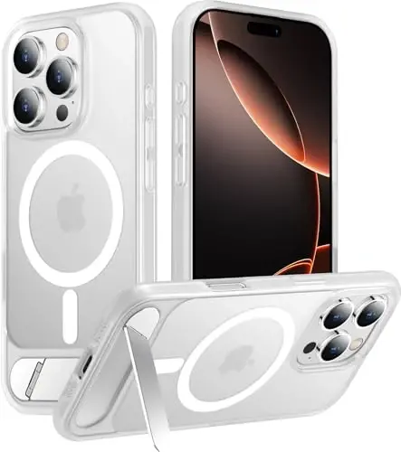 Temdan Magnetic iPhone 16 Pro Max bilan mos keladi, [O'rnatilgan ko'rinmas tirgak][MagSafe bilan mos][Harbiy darajadagi zarbga chidamli] Yupqa yarim shaffof matli telefon qutisi iPhone 16 Pro Max 6.9