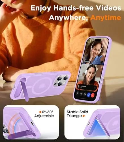 Temdan Magnetic iPhone 16 Pro Max bilan mos keladigan g'ilof, [O'rnatilgan ko'rinmas tirgak][MagSafe bilan mos][Harbiy darajadagi zarbga chidamli] Yupqa yarim shaffof matli telefon g'ilofi iPhone 16 Pro Max 6.9