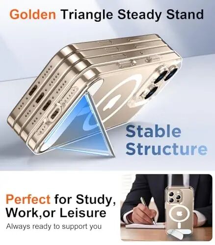 Temdan Magnetic iPhone 16 Pro Max Case bilan mos, [O'rnatilgan ko'rinmas tirgak] [MagSafe bilan mos] [Harbiy darajadagi zarbga chidamli] iPhone 16 Pro Max 6.9