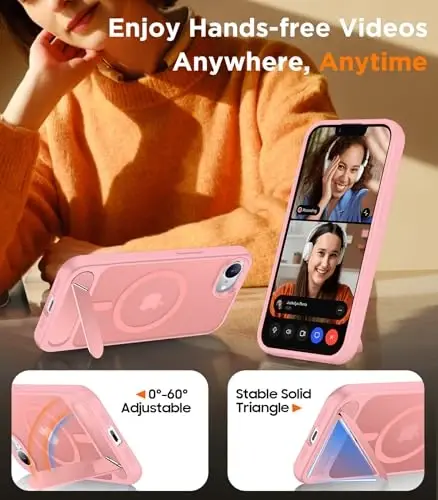 Temdan Magnetic iPhone 16E Case bilan mos, [O'rnatilgan ko'rinmas tirgak][MagSafe bilan mos][Harbiy darajadagi zarbga chidamli] iPhone 16E 6.1