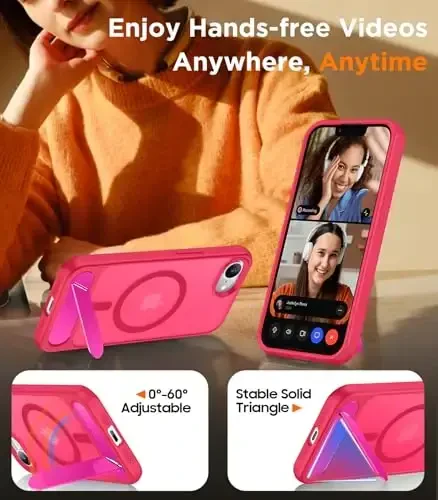 Temdan Magnetic iPhone 16E Case bilan mos, [O'rnatilgan ko'rinmas tirgak][MagSafe bilan mos][Harbiy darajadagi zarbga chidamli] iPhone 16E 6.1