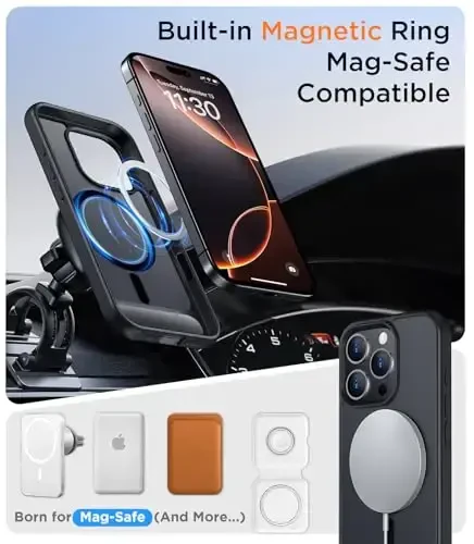 Temdan Magnit iPhone 16 Pro Max korpusi bilan mos keladi, [O'rnatilgan ko'rinmas tayanch] [MagSafe bilan mos keladi] [Harbiy darajadagi zarbaga chidamli] iPhone 16 Pro Max 6.9