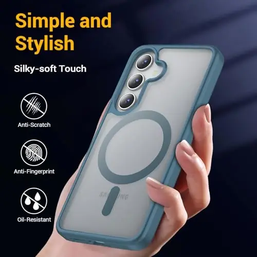 Temdan Samsung Galaxy S25 Plus G‘ilofi uchun, Yupqa İpakdek Yumshoq Tegishli Yarim Shaffof Mat G‘ilof, Ko‘k - 6