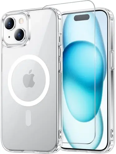 Temdan uchun iPhone 15 Plus qutisi tiniq, [Magsafe bilan mos][Sarg'ishmas][Harbiy darajali himoya] Urg'uga bardoshli yupqa telefon qutisi iPhone 15 Plus 6,7 dyuym, Tiniq - 1