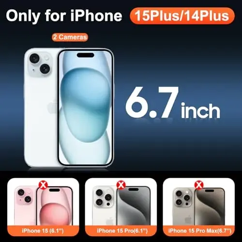 Temdan uchun iPhone 15 Plus qutisi tiniq, [Magsafe bilan mos][Sarg'ishmas][Harbiy darajali himoya] Urg'uga bardoshli yupqa telefon qutisi iPhone 15 Plus 6,7 dyuym, Tiniq - TEMDAN (1)