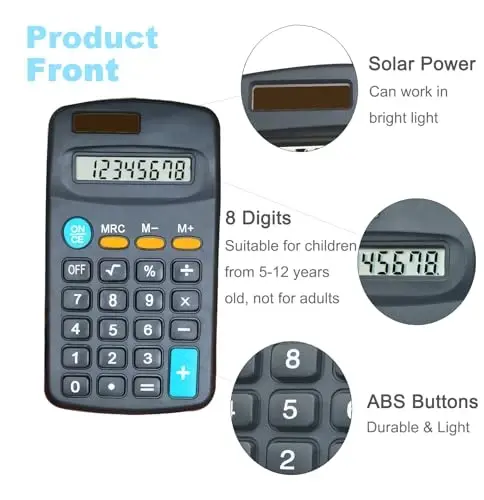 Basic Calculator Dual Power 8 Digit Desktop Calculator (Black,Set of 5) - Modazone (1)