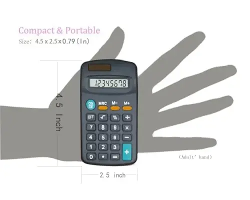 Basic Calculator Dual Power 8 Digit Desktop Calculator (Black,Set of 5) - 4