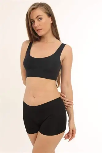 Basic Lazer Kesim Dikişsiz Kadın Boxer Külot 3'lü Paket Siyah - 15
