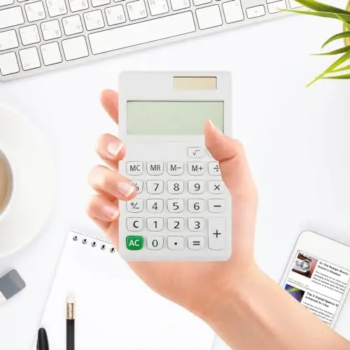 Basic Mini 4 Function Calculators,Calculator Small,Back to School First Day of School Supplies,Desk Calculator,White Solar Pocket Calculators for Students Home Office Middle - 6