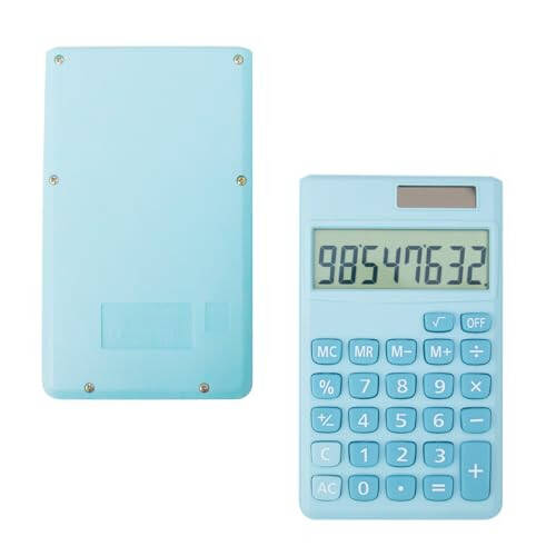 Basic Standard Calculators Small Digital Desktop Calculator with 8-Digit LCD Display, Battery Solar Power Smart Calculator Pocket Size for Kids for Home School (Blue 2pcs) - 5