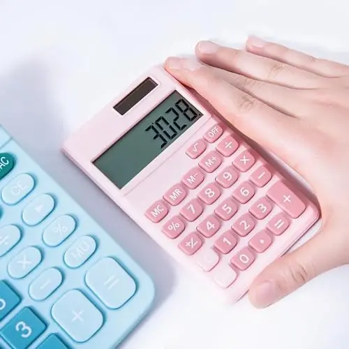 Temel Standart Hesap Makineleri Küçük Dijital Masaüstü Hesap Makinesi 8 Haneli LCD Ekran, Pilli Güneş Enerjili Akıllı Hesap Makinesi Çocuk Okulu Yetişkin Ofis Ailesi Standart Fonksiyonlar (8 Bit Pembe) - YAMHOHO