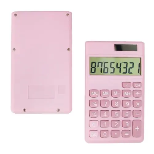Basic Standard Calculators Small Digital Desktop Calculator with 8-Digit LCD Display, Battery Solar Power Smart Calculator Pocket Size for Kids for Home School (Pink Blue 2pcs) - 5