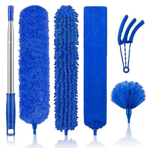 Dusters for Cleaning, Newliton Duster with Extension Pole Microfiber Ceiling Fan Cobweb Duster, Long Duster for High Ceilings Wall Refrigerator Appliance Baseboard Home Furniture Blinds - 7