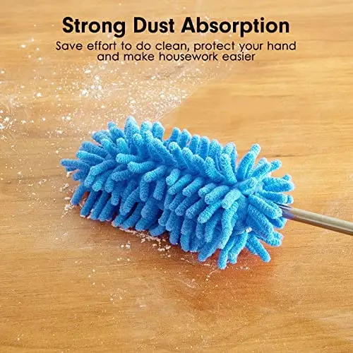 Microfiber Duster for Cleaning, Tukuos Hand Washable Dusters with 2pcs Replaceable Microfiber Head, Extendable Pole, Detachable Cleaning Brush Tool for Office, Car, Window, Furniture, Ceiling Fan - 3