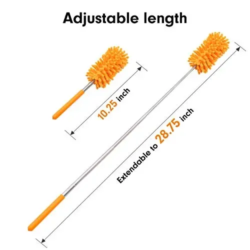 Microfiber Duster for Cleaning, Tukuos Hand Washable Dusters with 4pcs Replaceable Microfiber Heads, Extendable Pole, Detachable Cleaning Supplies for Office, Car, Window, Furniture, Ceiling Fan - 5