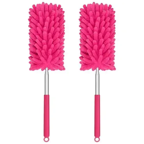 TIMIVO Mini Duster for Cleaning, 360° Bendable Hand Dusters with Extension Pole, Washable Small Duster for Car Interior, Office, Furniture - 5