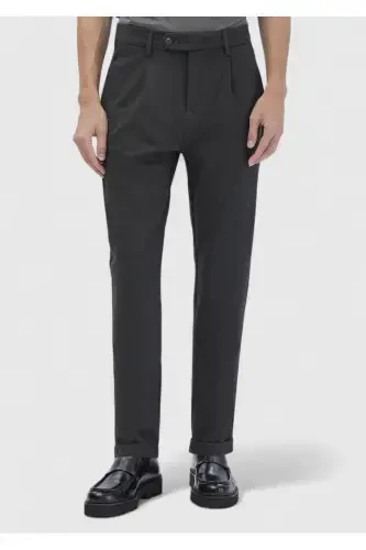 Темно-серые прямые трикотажные брюки Regular Fit Casual - RAMSEY (1)