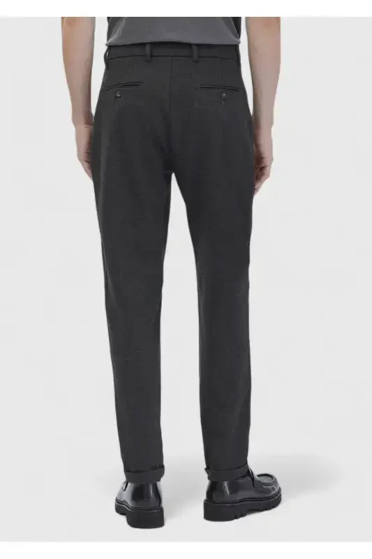 Темно-серые прямые трикотажные брюки Regular Fit Casual - 5